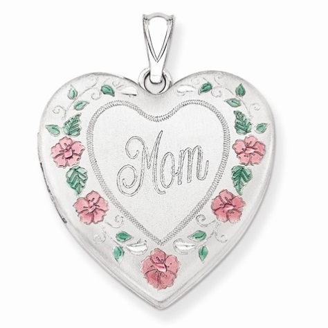 Holds 2 Photos 925 Sterling Silver Polished & Diamond-cut Designed Heart Locket Charm Pendant