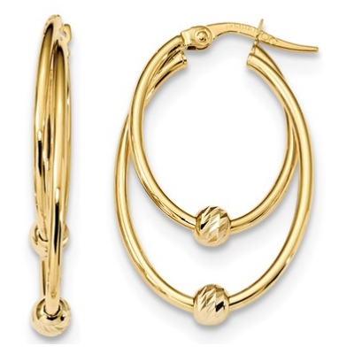 14k Gold Polished and Diamond Cut Hoop Earrings - Waller & Company Jewelers
