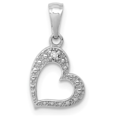14k White Gold Diamond Heart Pendant - Waller & Company Jewelers