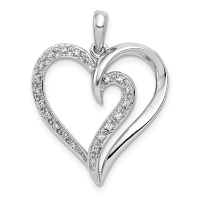 14k White Gold .11ct. Diamond Heart Pendant - Waller & Company Jewelers