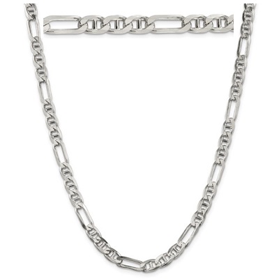 925 Sterling Silver Figaro Chain Necklace – 4.5mm Wide – 16 To 30 Inch – Made In Italy