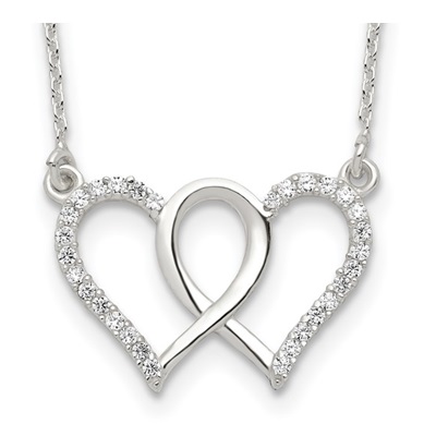 Sterling Silver Necklace w/ Double Heart Charm – L.I.T (Living In