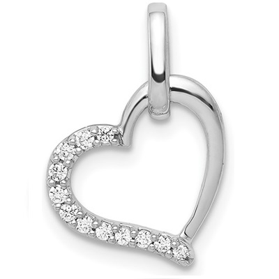 14k White Gold 1/15ct. Diamond Heart Pendant - Waller & Company Jewelers