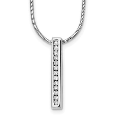 White Gold Diamond Drop Bar Vertical Pendant Necklace, 0.33 cttw -  JusticeJewelers