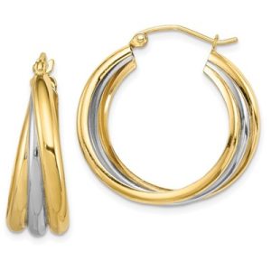 Sterling Silver Rhodium-plated Vermeil Triple Hoop Earrings