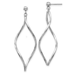 14K White Gold Twisted Post Dangle Earrings