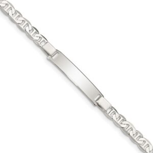 Sterling Silver Anchor Link 24x4mm Plate Children's ID Bracelet