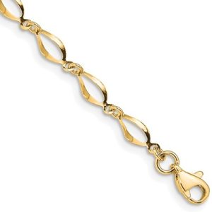 14k Polished Fancy Twisted Link Link 7.25 inch Bracelet