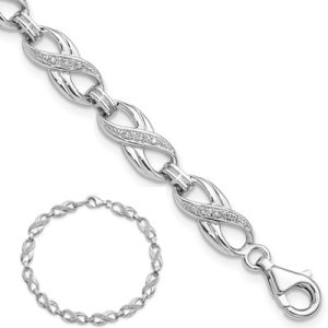 Sterling Silver Rhodium-Plated Diamond Bracelet