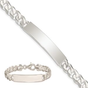 Sterling Silver Curb Link ID Bracelet