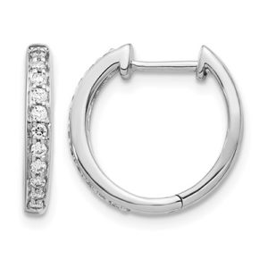 14k White Gold 1/4 carat Diamond Complete Hinged Hoop Earrings