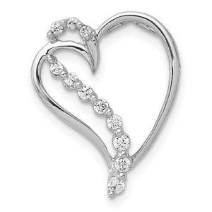 14k White Gold 1/6 carat Diamond Heart Chain Slide