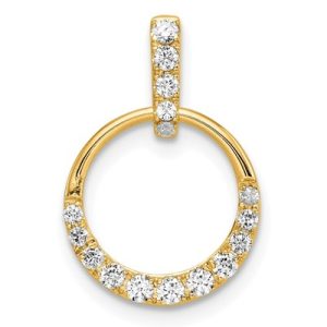 14k Yellow Gold Circle Diamond Pendant