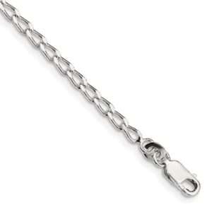Sterling Silver 2.8mm Open Elongated Link Curb Bracelet