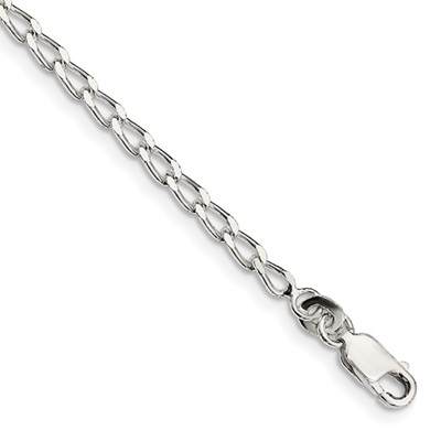 Sterling Silver 2.8mm Open Elongated Link Curb Bracelet